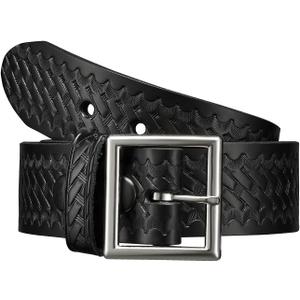 Perfect Fit 1.5 Inch Garrision Genuine Leather Belt American Made Black Leather and Chrome Buckle (42)