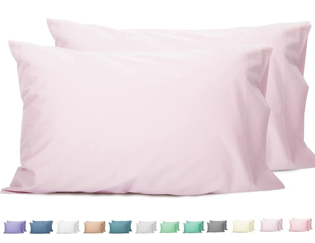 King Pillowcases Set of 2, 100% Cotton King Pillow Cases 2, 20×40 inches Light Pink, Soft and Breathable