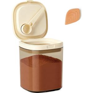 Airtight Brown Sugar Container with Clay Disc - 1.2 Qt (1200 ml) Glass Jar, Moisture Proof Storage Keeps Sugar Soft - Includes 1 Clay Disc & Spoon for Flour, Coffee, Dry Food, Sugar
