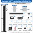PLANTOP 4-8ft Complete Set 36"Cable Railing Post with Handrail Cuttable, 2 Pack Stainless Steel Black Adjustable Top Angle Stair Posts, 150FT 1/8" Wire Rope, Swageless Cable Railing System Kit,MY20-SP