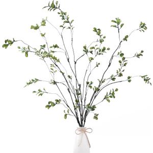 Sggvecsy 47.2’’ 4Pcs Artificial Ficus Branches Artificial Greenery Stems Faux Ficus Twig Plants Fake Leaf Spray Green Eucalyptus Branches for Vase Filler Office Home Wedding Decoration