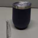 MEZMUT 12 Oz Insulated Wine Tumbler with Lid Double Wall Vacuum Stainless Steel Wine Glass Coffee Mug Insulated Tumbler Cup for Champaign, Cocktail, Beer (Navy, 1 Pack)