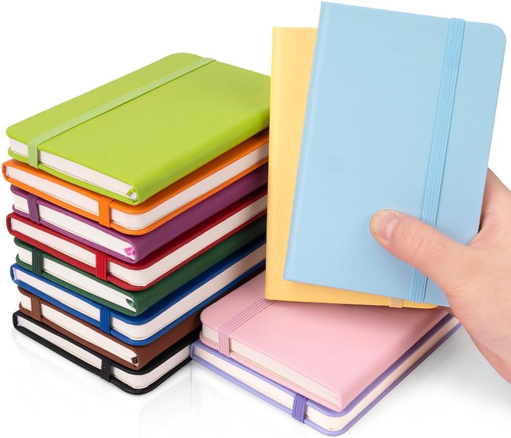 Dynta Pocket Notebook Journals, 12 Packs Small Notebook 3.5" x 5.5", 120 Pages/60 Sheets, 12 Colors, Mini Cute Leather Hardcover Journal bulk, College Ruled Note Pads for Office, Traveling