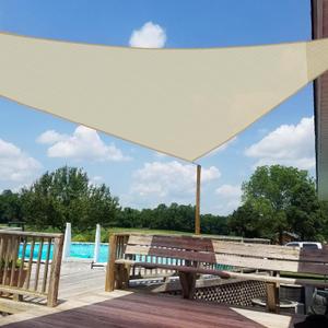 9' x 9' x 9' Sun Shade Sail UV Block Fabric Canopy in Beige Sand Triangle for Patio Garden Patio Customized