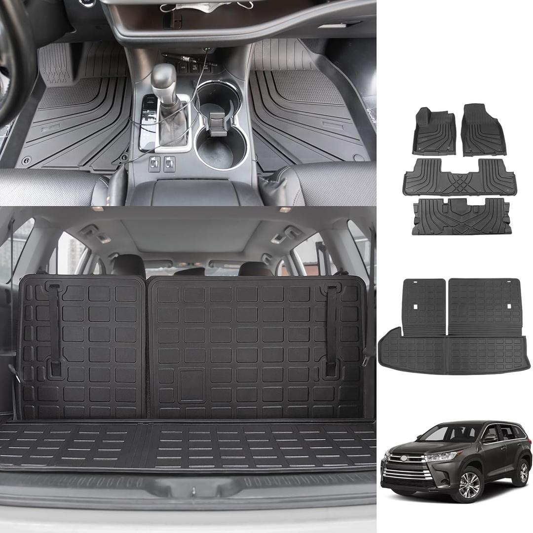 powoq Floor Mat Compatible with 2014-2019 Toyota Highlander Cargo Mat TPE All Weather Protection Cargo Liner Trunk Liner Replacement for 2014-2019 Toyota Highlander Accessories