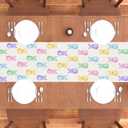 Easter Table Runner 13 x 72 Inch, Colorful Bunny Decorative Farmhouse Rustic Holiday Spring Table Decoration for Kitchen Dinning, Indoor Outdoor Dinner Party Dcor