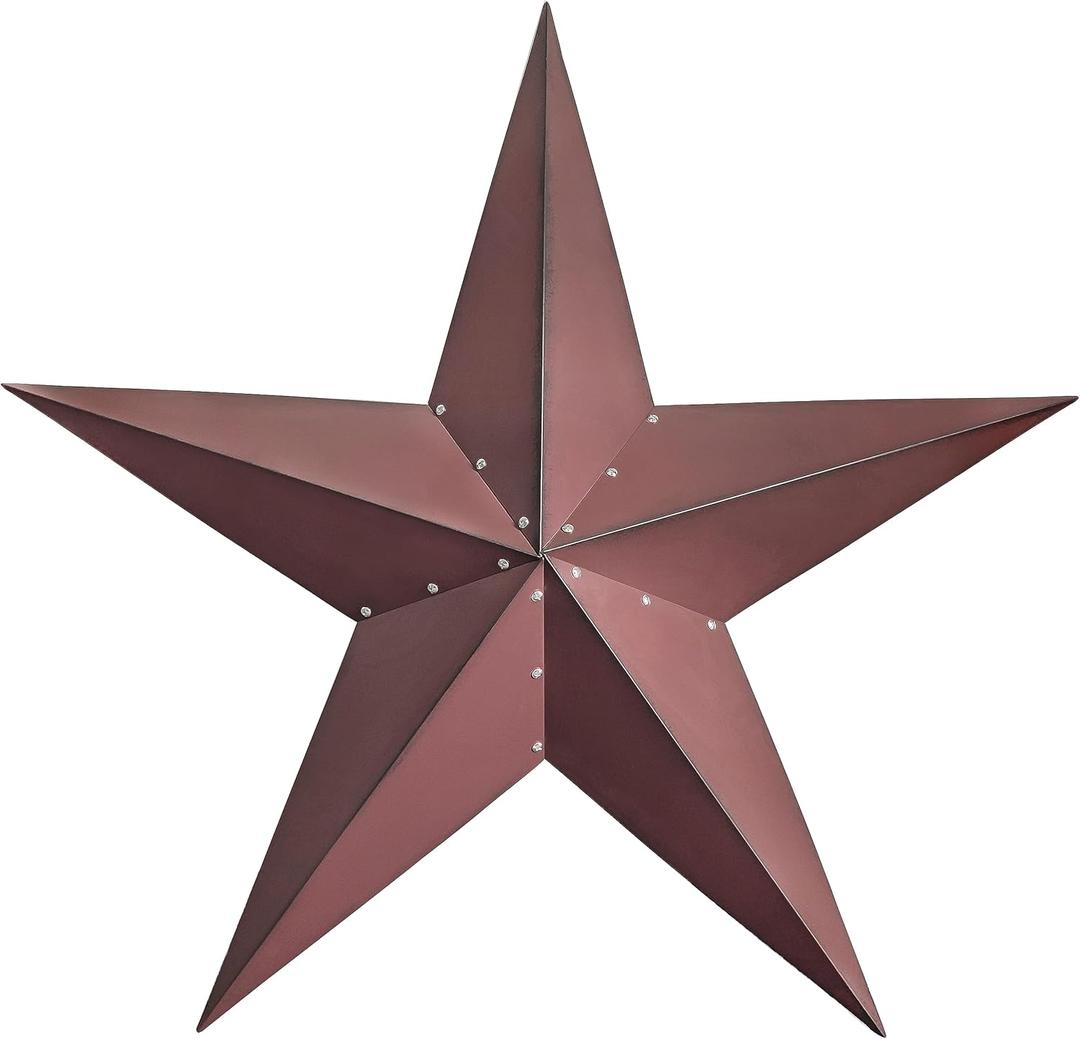Qobumy 48" Large Barn Star-Red Barn Stars Outdoor Decoration-Metal Star for Outside Texas Stars Art Rustic Vintage Western Country Home Farmhouse Primitive House Decor- Primitive Wall Dcor