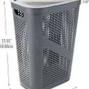 Mind Reader 60L Slim Laundry Hamper, Clothes Basket, Lid, Ventilated, Plastic, Set of 2, Gray, 2-pack
