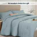 Quataly Oversized Queen Comforter Set Mist Blue,Extra Length Fit for Thick Mattresses,3PCS Seersucker Bedding Comforter for All Season, Oversized Queen Size(98''98'' Comforter & 2 Pillowcases)