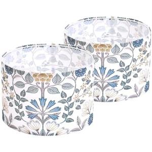 2pcs Flower Printed Small Drum Lamp Shades for Table Lamps Floor Lamps Wall Lamps.10"x10"x7" Barrel Lamp Shade for Home Decoration.Sipder Fitter Design.Easy Assembly.Fit harp and finial (not included)