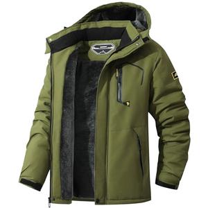 MAOYSSEN Men's Ski Jacket Warm Winter Snow Coat Waterproof Mountain Windbreaker Snowboarding Jacket Hooded for Hiking Traval Army Green S