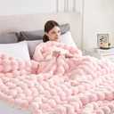 50x60 Inches Ultra-Soft Fuzzy Faux Fur Plush Throw Blanket - Thick, Warm Sherpa for Couch, Sofa, Bedroom, Camping - Decorative Blanket for Cozy Warmth, Bubble Pink