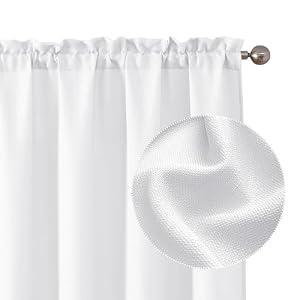Chyhomenyc White Curtains 72 Inch Length 2 Panels Set, Faux Linen Textured Light Filtering Soft Airy Privacy Farmhouse Curtain Drapes for Living Room Bedroom, 40 Wx72 L Inches