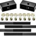 FLYCLE 2 inch Rear Lift Blocks for Chevy Silverado 1500 Sierra 1500, 2" Rear Leveling Kit Extended Square U-Bolts Compatible with 1999-2024 Silverado 1500 Sierra 1500
