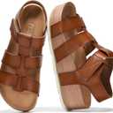 Project Cloud Platform Sandals for Women Strappy Wedges Plush Insole 2026 (Brown, M), Size: 8.5