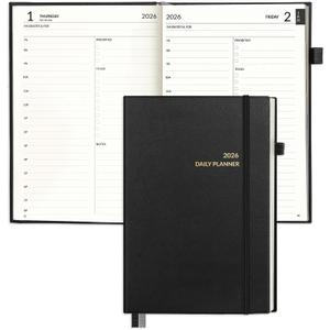SUNEE 2026 Planner - Daily Planner 2026 for Productivity | Weekly & Monthly Goal Achievement System with One Page Per Day Layout, A5 Hardcover (5.6" x 8.4"), January to December 2026,Black