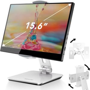 AboveTEK Business Kiosk Aluminum Tablet iPad Stand, 360 Swivel Tablet & Phone Holders for Any 4"-15.6" Display Tablets/Cell Phones/Portable Monitor, Sturdy for Store POS Office (Silver)