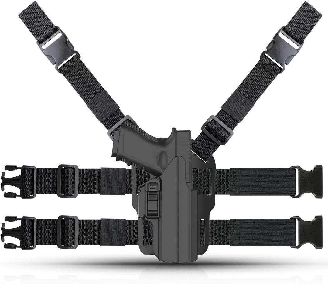 efluky Universal OWB Holster Gun Drop Leg Thigh Police Security Modular Equipment System Duty Belt Nylon Set Fits Glock, S&W M&P Compact 9MM, H&K USP, Springfield XD, Sig P320