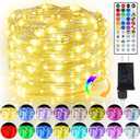 50ft Fairy Lights Plug in, Dimmable 25 Colors 14 Modes RGB+Warm White Color Changing String Lights,150LED Twinkle Lights with Remote, Christmas Fairy Lights for Indoor Outdoor Party Xmas Dcor