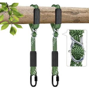 2-Pack 5ft Tree Swing Hanging Straps,800 LB Capacity Adjustable Nylon Heavy Duty Swing Ropes with Safer Lock Snap Carabiner for Hammock, Swing, Outdoor Camping and Aerial Yoga