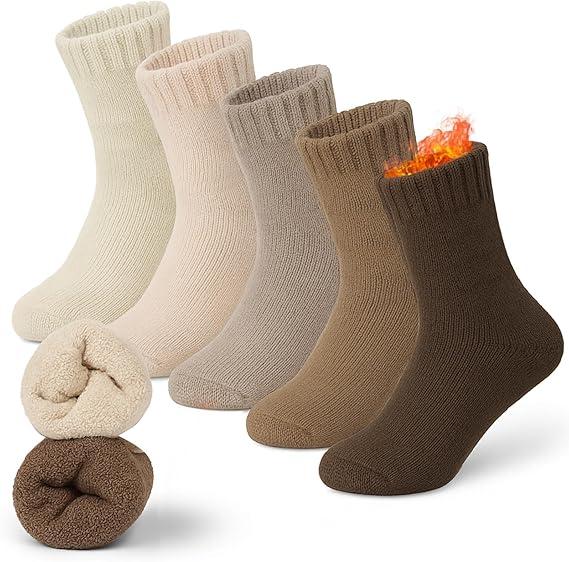 Jeyiour 4 Pairs Winter Warm Wool Socks for Women Soft Thick Comfort Thermal Casual Cotton Athletic Socks Gifts