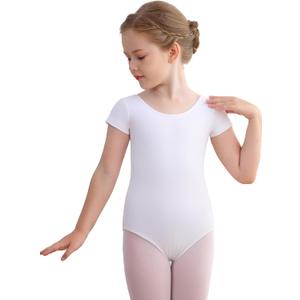 Dance Ballet Leotards Basic Short Sleeve for Girls Toddler Gymnastics Outfit Bodysuit (4-6 Years)