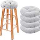 Bar Stool Covers Set of 4, Stool Covers Round with Elastic Band Pad, Soft Stool Seat Covers, Nonslip and Washable, 12 Inch, Grey