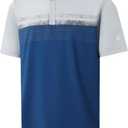 Rouen Polo Shirts for Men Quick Dry Regular Fit Casual Color Block Chest Print Active Short Sleeve Collared Mens Golf Shirt (XXXL)