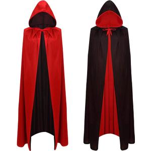 59'' Halloween Vampire Cloak Capes Robes, Unisex Adult or Kids Reversible Hooded Witch Cloak for Party Cosplay Costumes