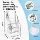 MaxGear Acrylic Brochure Holder, 4 Inch Wide 4 Tier Clear Literature Display Stand Premium Plastic Pamphlet Holder, Multi Pocket Wall Mount or Countertop Organizer for Office or Home, 3 Pack