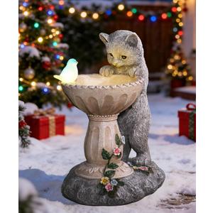 Nacome Solar Cat Garden Decor: Outdoor Statues Ornaments for Outside Decorations Yard Art Lawn Porch Patio Balcony - Birthday Choice for Mom Grandma Women Lover (Gray)