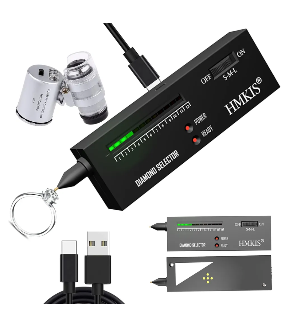 Diamond Tester Pen, Professional Jewelry Diamond Tester with 60X Jewelry Loupe Magnifier, Diamond Selector for Novice and Expert (Non-Rechargeable)