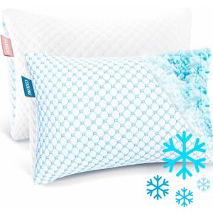 Nestl Cooling Pillow for Sleeping Pack of 2, Luxury Shredded Memory Foam Pillows Queen Size Set of 2, Adjustable Cold Gel Pillows for Hot Sleepers Supportive Cool Pillow for Side Back Stomach Sleepers