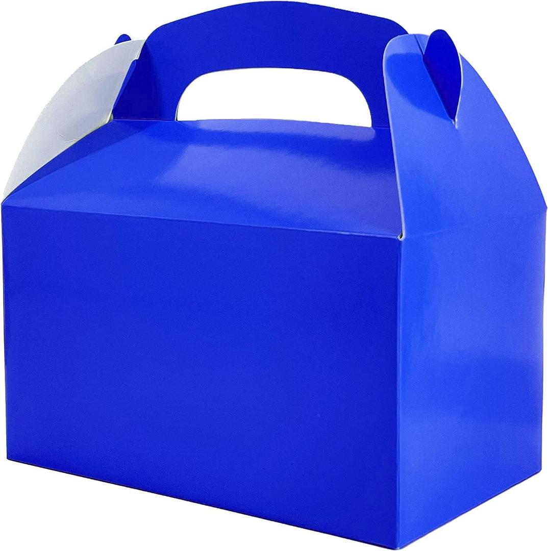 2 x Gable Treat Boxes, Goodies Favor Box for Kids Birthday Party Favors, Weddings Events, Baby Shower, 6.25" x 3.5" x 3.5" Inch Box (Royal Blue Treat Box, 12-Pack)