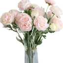 Htmeing 6PCS Artificial Ranunculus Flowers with Real Touch Stem Silk Ranunculus Flowers for Household Arrangement (Pink)