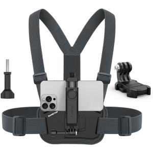 Phone Chest Mount Harness Holder Mobile Phone Strap Clip Compatible with iPhone Samsung GoPro 13/12/11/10/9/8 DJI Osmo and Most Cell Phones Action Cameras POV/VLOG