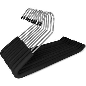 Open Ended Pants Hangers, 10 Pack Non-Slip Foam Padded Pants Hangers Space Saving Heavy Duty for Jeans, Trousers, Slacks
