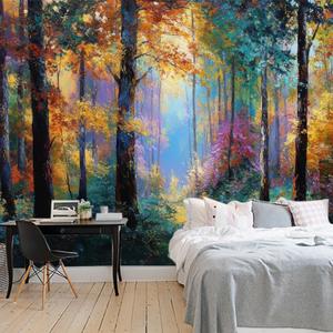 Autumn Forest Scenery Bedroom Peel and Stick mural-108"x157"