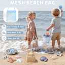 Dreamon 3 Pack Beach Toys Set for Kids 3-10, Collapsible Sand Buckets with Beach Molds and Mesh Bag, Sandbox Travel Toys Beach Vacation Essentials, Camping Gear, Fishing (Blue/Grey/Orange)