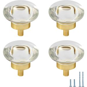 4 pcs Transparent Color Oval-Shaped Drawer Knob Cabinet Wardrobe Door Handles