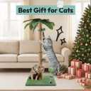 Cat Scratching Post, 34'' Tall Cat Scratchers for Indoor Cats with Hanging Balls, Tall Cute Sisal Kitten Scratch Post with Reinforced Stable Base, Green, Medium