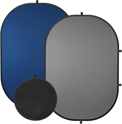 SEDGEWIN Blue Gray Pop up Backdrop 3x5ft/1x1.5m, Self-Tape Photography Backdrops with Carry Bag Collapsible Portable Background for Auditions Photoshoot TikTok YouTube Video Live Streaming