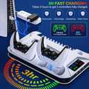 PS5/Slim/Pro Cooling Station with Controller Charging Station for Playstation Console Playstation 5 Slim&Standard Disc/Digital Console, PS5 Pro Stand Cooler Accessories Incl Cooling Fan/3 USB Hubs