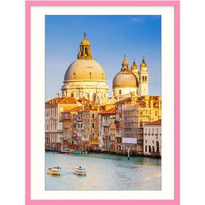wyooxoo 30x40 Picture Frame Made of Solid Wood Pink Photo Frames Display Pictures 24x36 with Mat or 30x40 Without Mat Colorful Frame For Horizontal Vertical Wall Mounting
