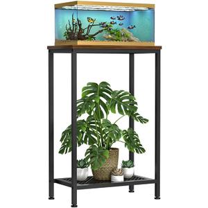 10 Gallon Fish Tank Stand, 2-Tier Small Aquarium Stand, Metal Reptile Breeder Turtle Terrarium Stand Rack Plant Stand for Home Office, Load 350lbs, 20.86" L x 11.81" W x 32.08" H, Black
