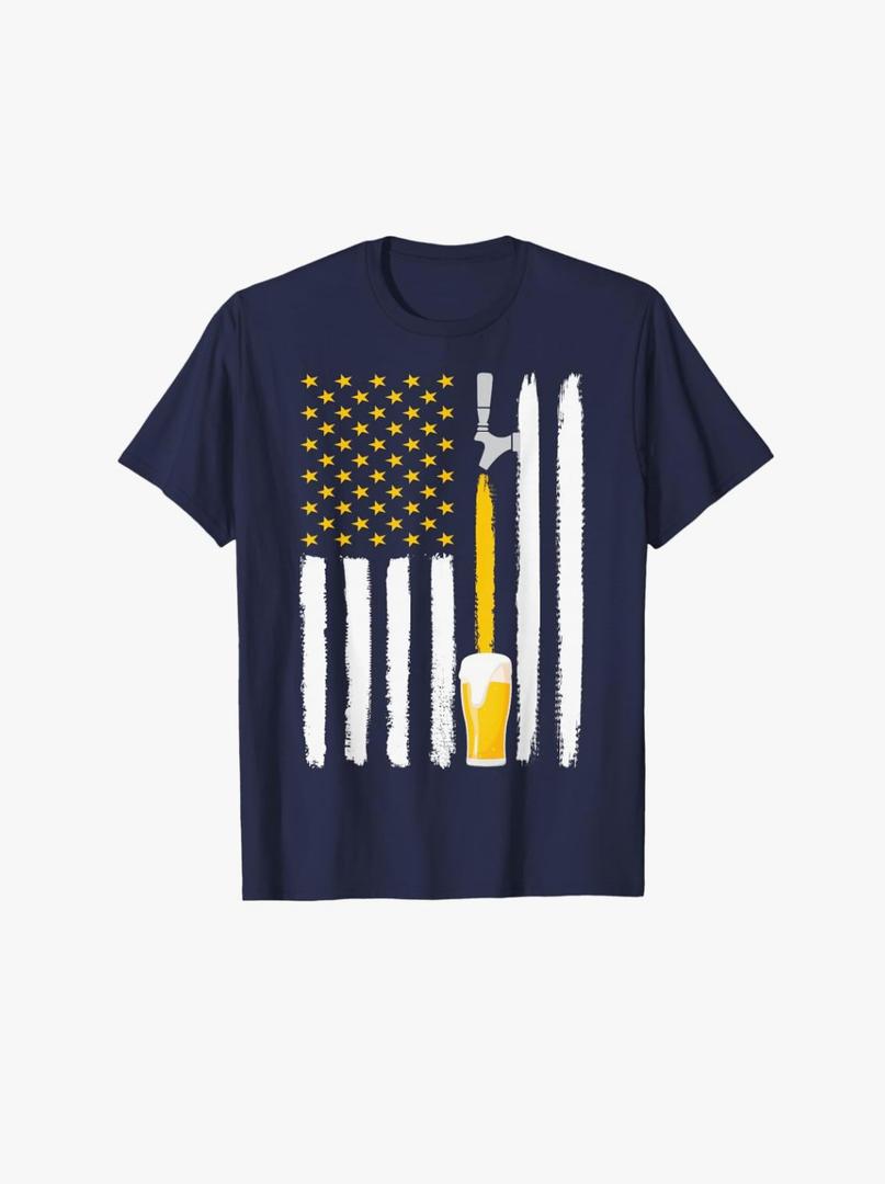 Craft Beer American Flag USA 4th July Brewery T-Shirt L