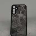 Cute Case Compatible with Samsung Galaxy A15 5G Case, Rose Galaxy A15 4G Aesthetic Black Line Art Floral Pattern Print, PC and TPU Heavy Duty Protection Shockproof Cases Cover for Girls Women