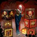 6 Pcs Large Halloween Creepy Carnival Decorations with Light Circus Clown Favors Boxes Outdoor Decorations Horror Boxes Circus Theme Party Decor for Horror Haunted House Supplies