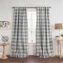Elrene Home Fashions Farmhouse Living Grainger Buffalo-Check Blackout Window Curtain, Living Room and Bedroom Drape with Rod Pocket Tabs, 52" x 84", Chambray, 1 Panel (52"W x 84"L (Pack of 1))