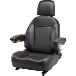 Universal Tractor Seat, Comfortable Zero Turn Mower Seat with Adjustable Safety Belt Armrest Backrest Micro Switch for Forklift Skid Steer Loader Telehandler Dozer Excavator (Black)